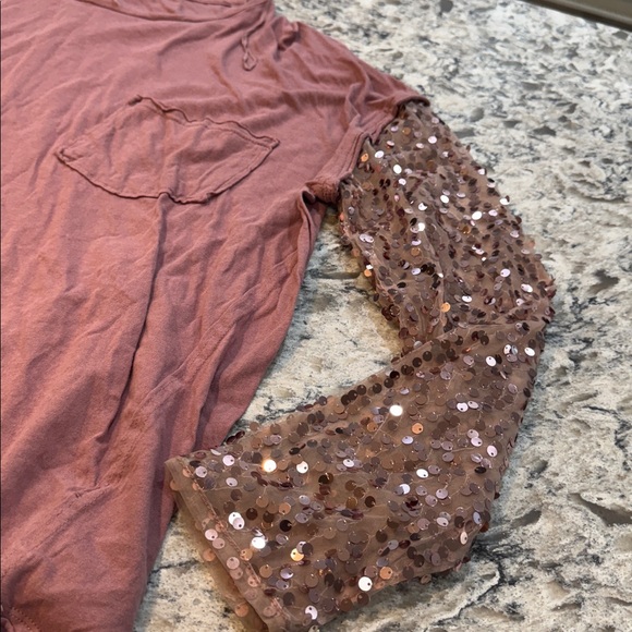 Free People | Celine Tee Sequin Embellished Long Sleeve in Lavender Size XL - Picture 6 of 16